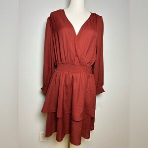 NWT Maroon Long Sleeve Wrap Dress | Size L